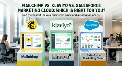 Mailchimp, Klaviyo, and Salesforce Marketing Cloud logos side by side